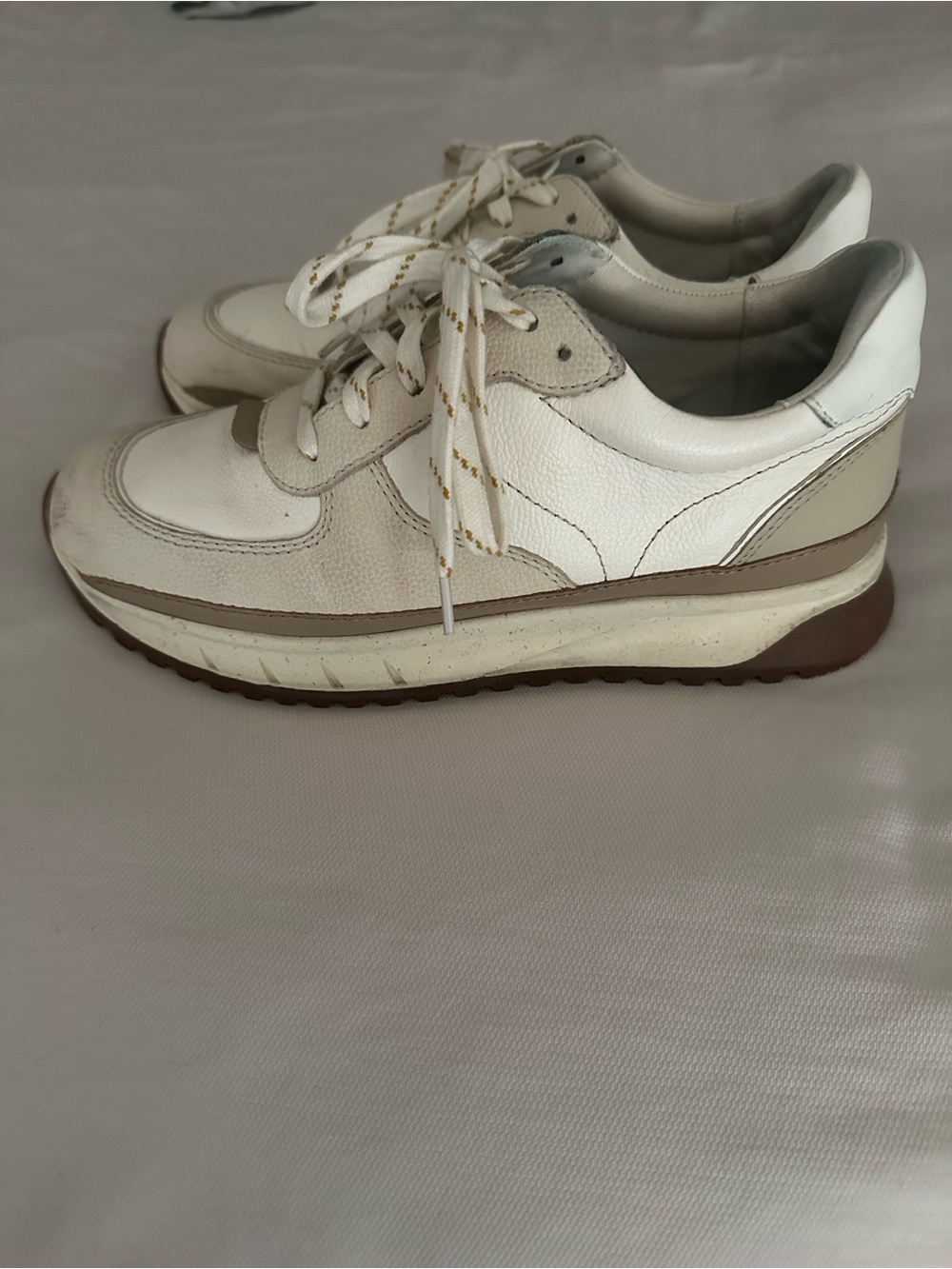 Madewell Women’s White and Beige Leather Casual Sneakers